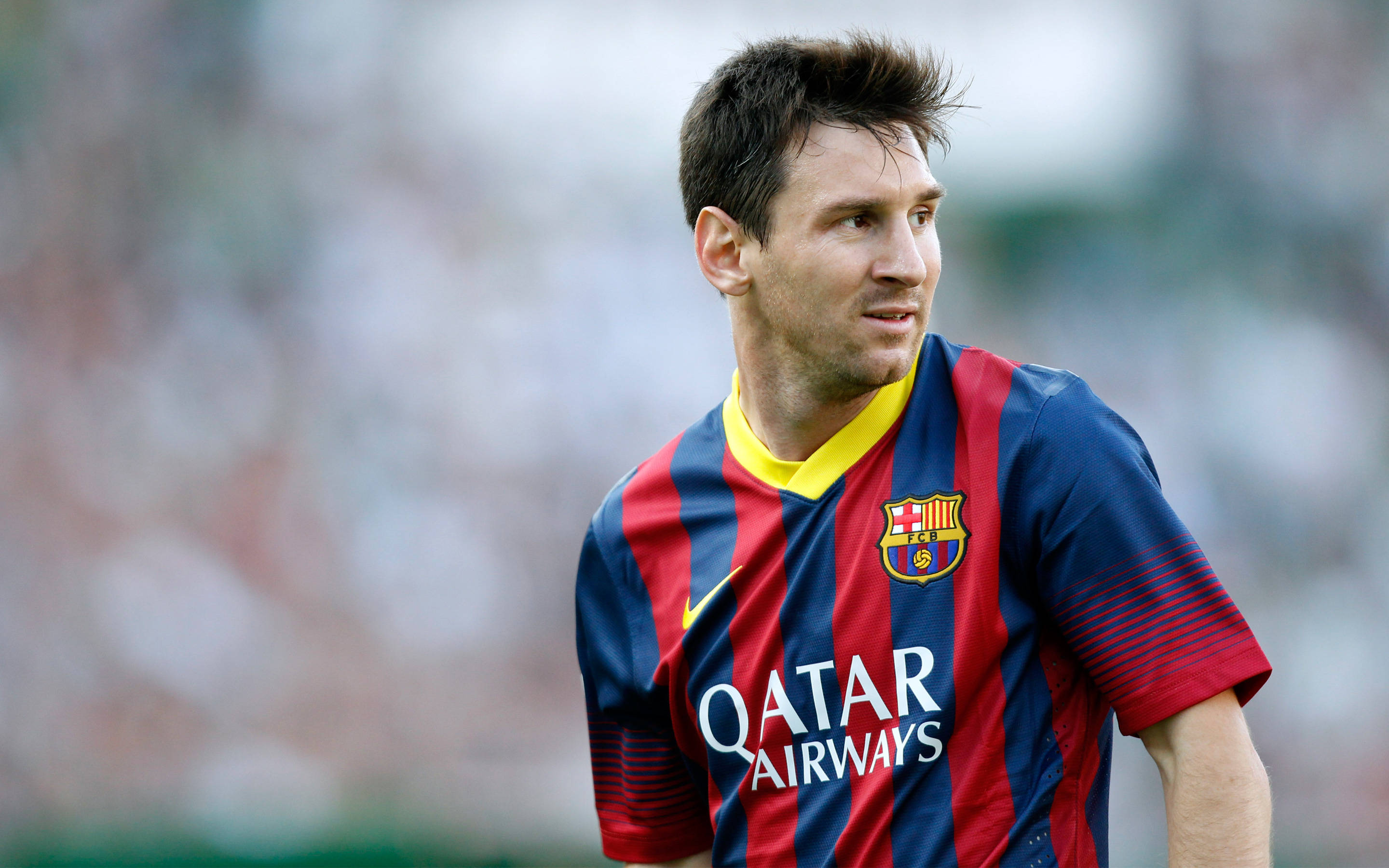 Lionel Messi 在巴塞隆納比賽中的英姿，這是他視為歸屬的球隊 壁紙