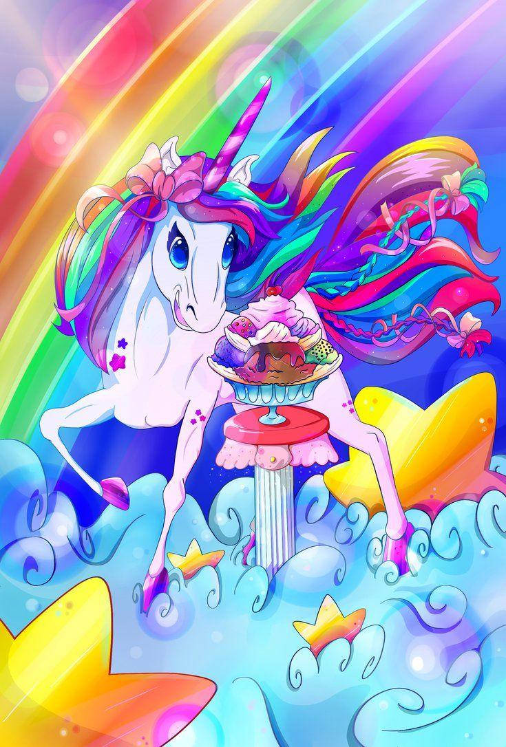 Lisa Frank 獨角獸與冰淇淋 壁紙