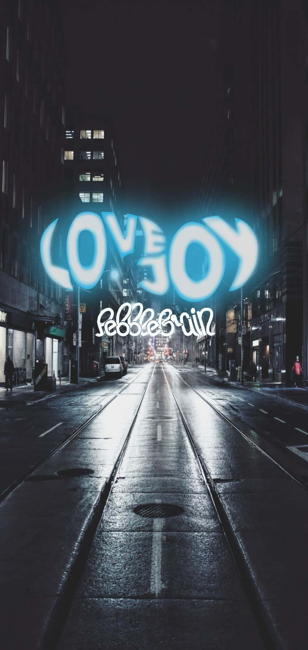 霓虹藍字體「Love Joy」 壁紙
