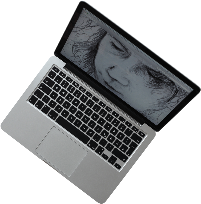 MacBook Pro 螢幕上的素描肖像 壁紙