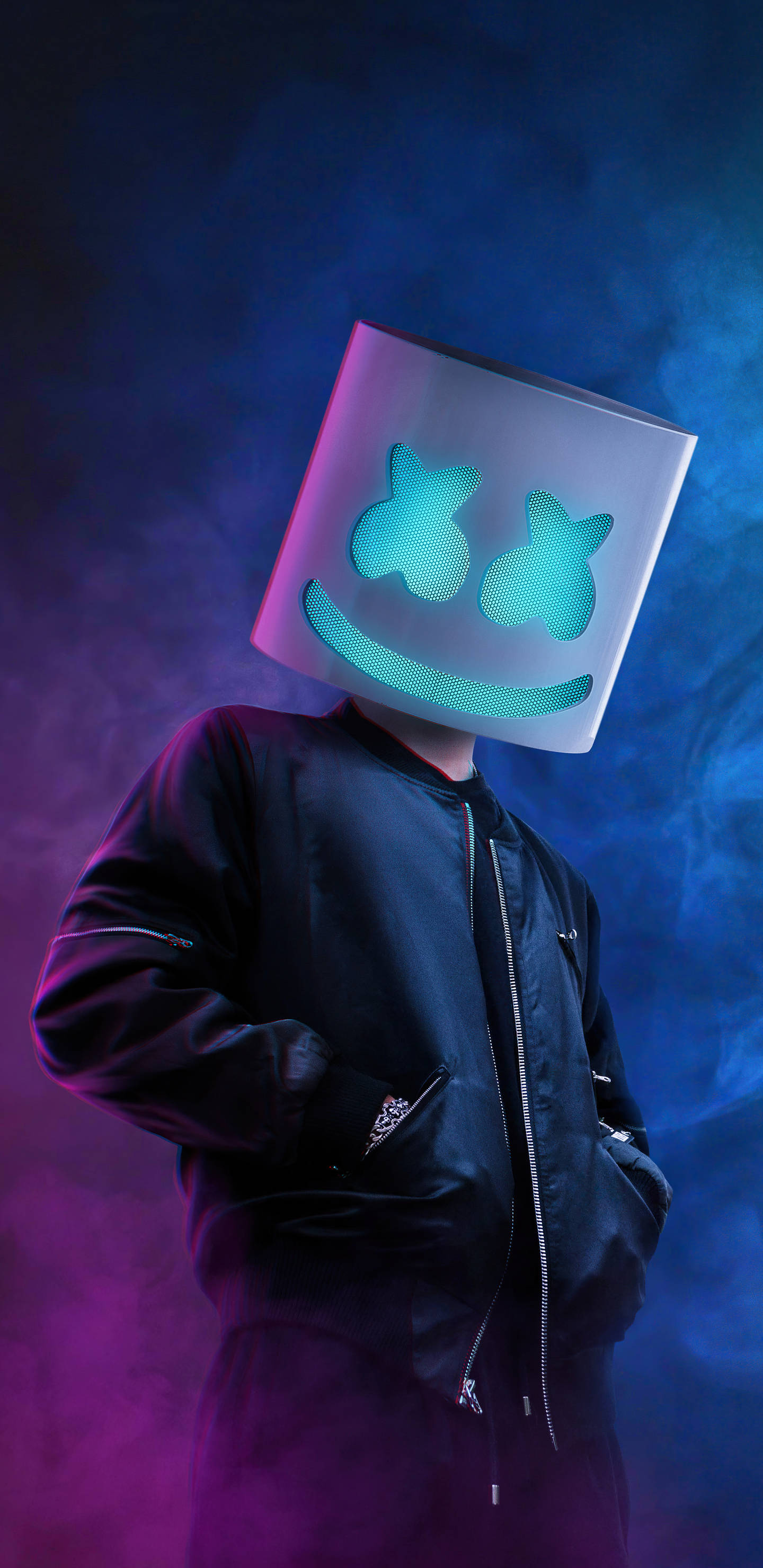 藍色背景Marshmello HD iPhone桌布 壁紙