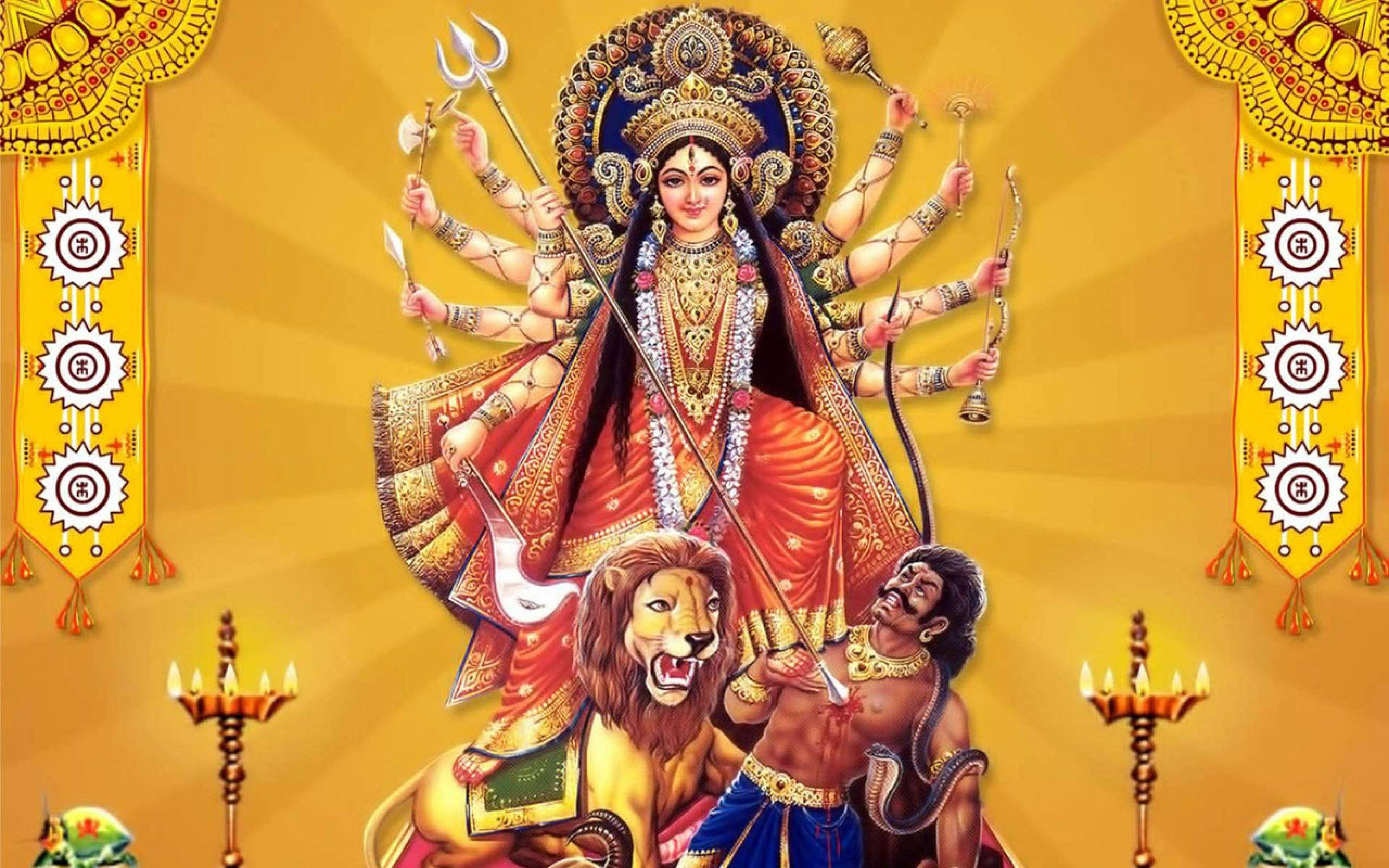 Mataji 狮子金色背景 壁紙