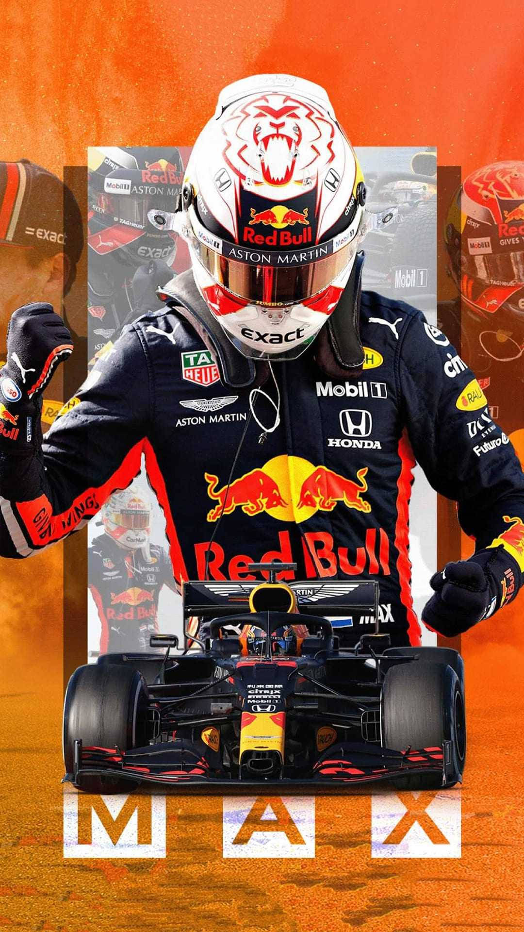 Max Verstappen 駕駛標誌性紅牛賽車馳騁賽道 壁紙