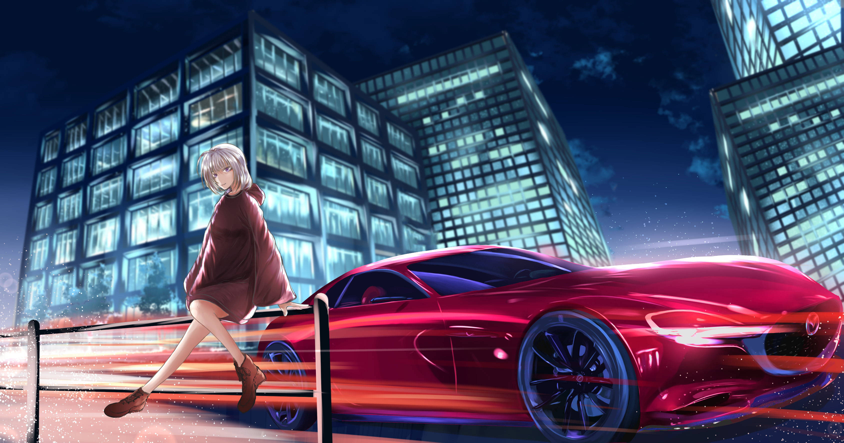 紅色Mazda動漫車 壁紙