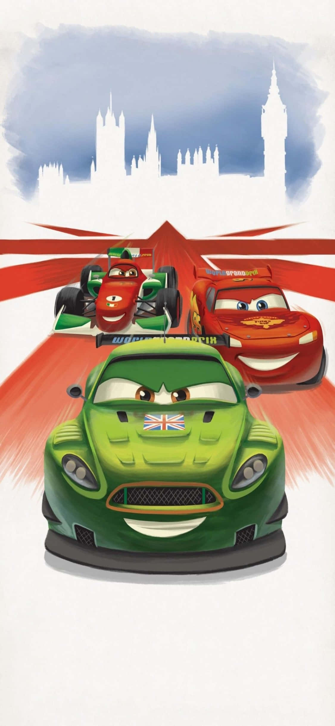 McQueen与Nigel Gearsley iPhone X《Cars》背景 壁紙