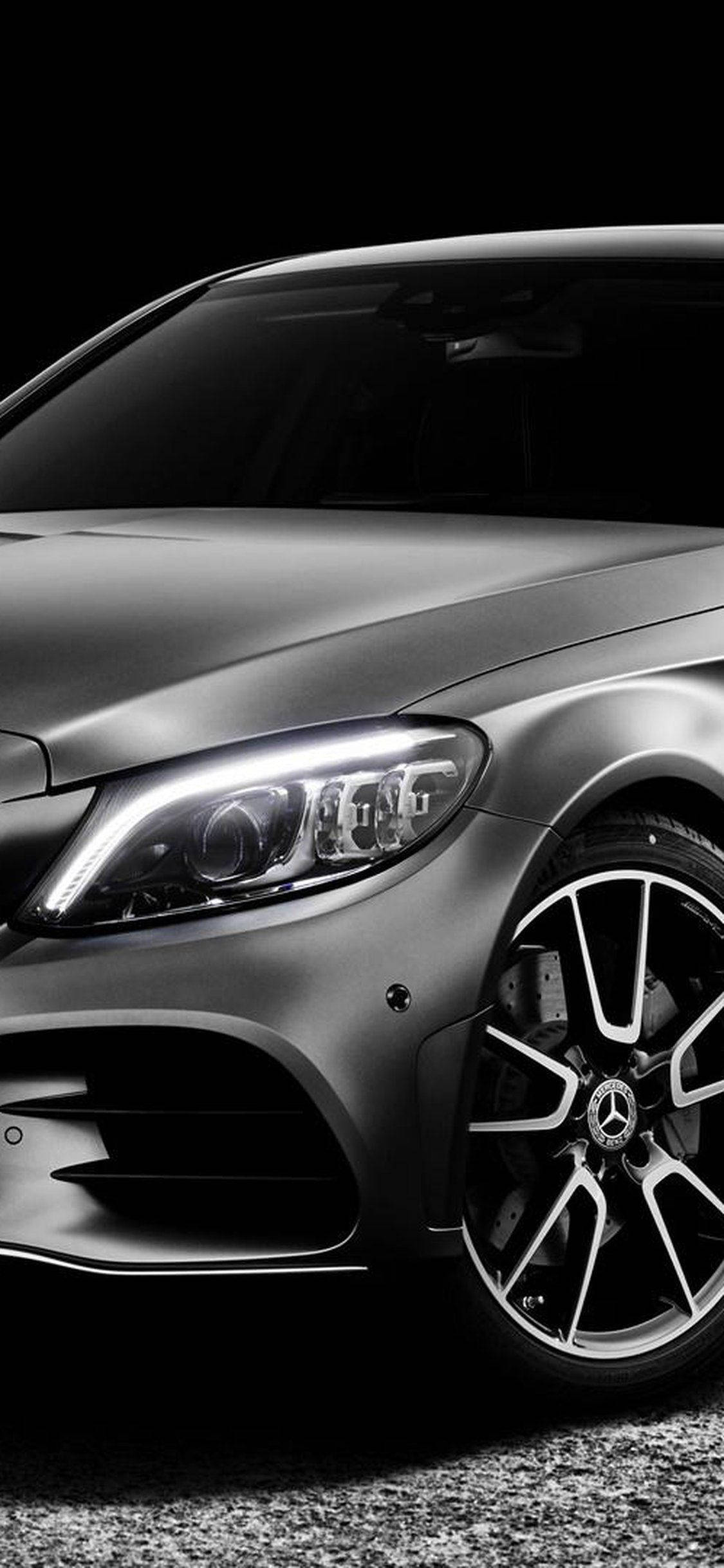 銀色Mercedes Benz頭燈iPhone 壁紙