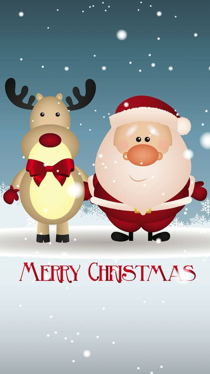 雪中聖誕老人與馴鹿 Merry Christmas iPhone 壁紙