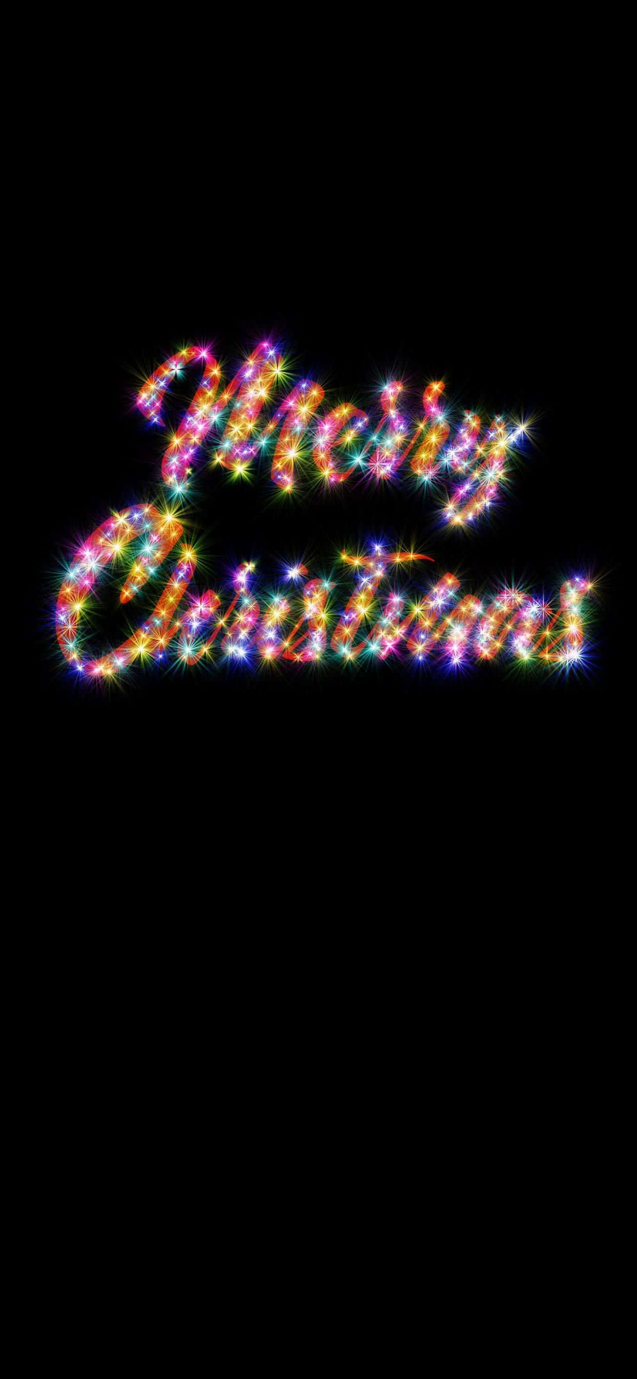 Merry Christmas 文字於黑色背景上 壁紙