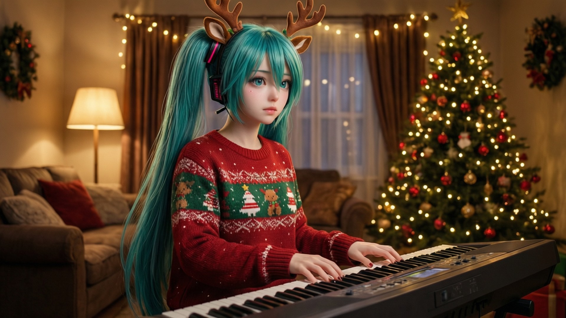 Miku的聖誕即興演奏 壁紙