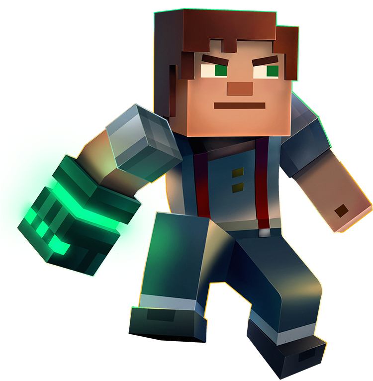 散發綠色光芒的Minecraft角色 壁紙