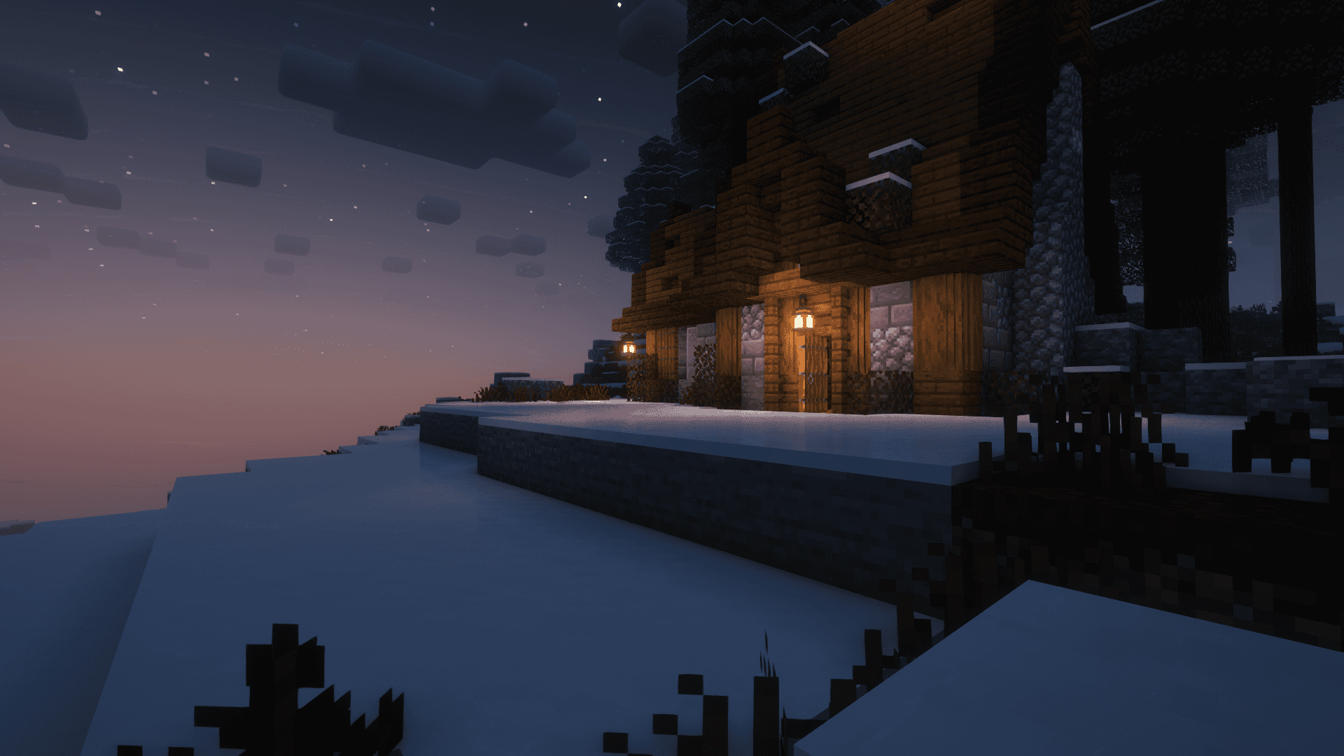 Minecraft 雪中小屋 壁紙