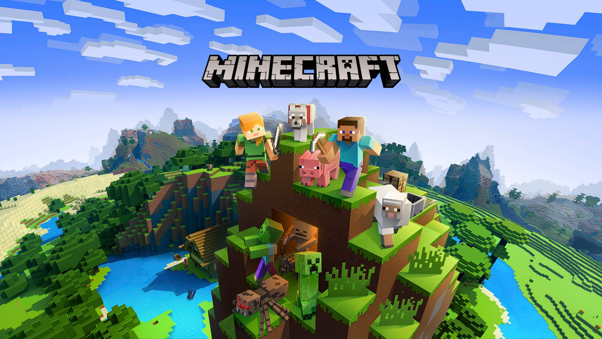 Minecraft 風景與標題 壁紙