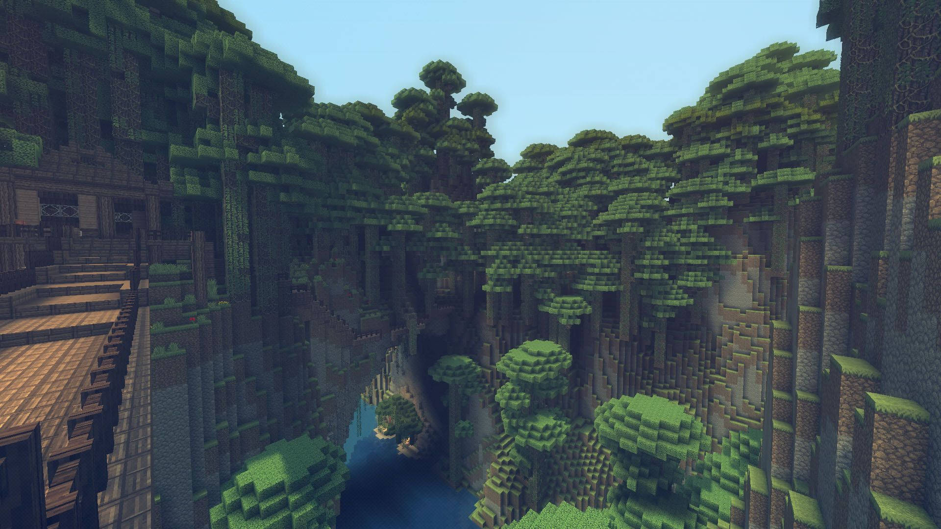 穿越Minecraft森林探索 壁紙
