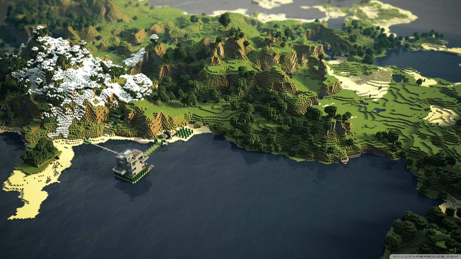Minecraft海洋森林景觀 壁紙