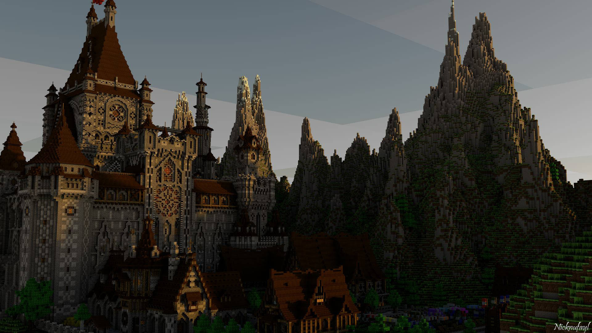 大型圆石城堡 Minecraft HD 壁紙