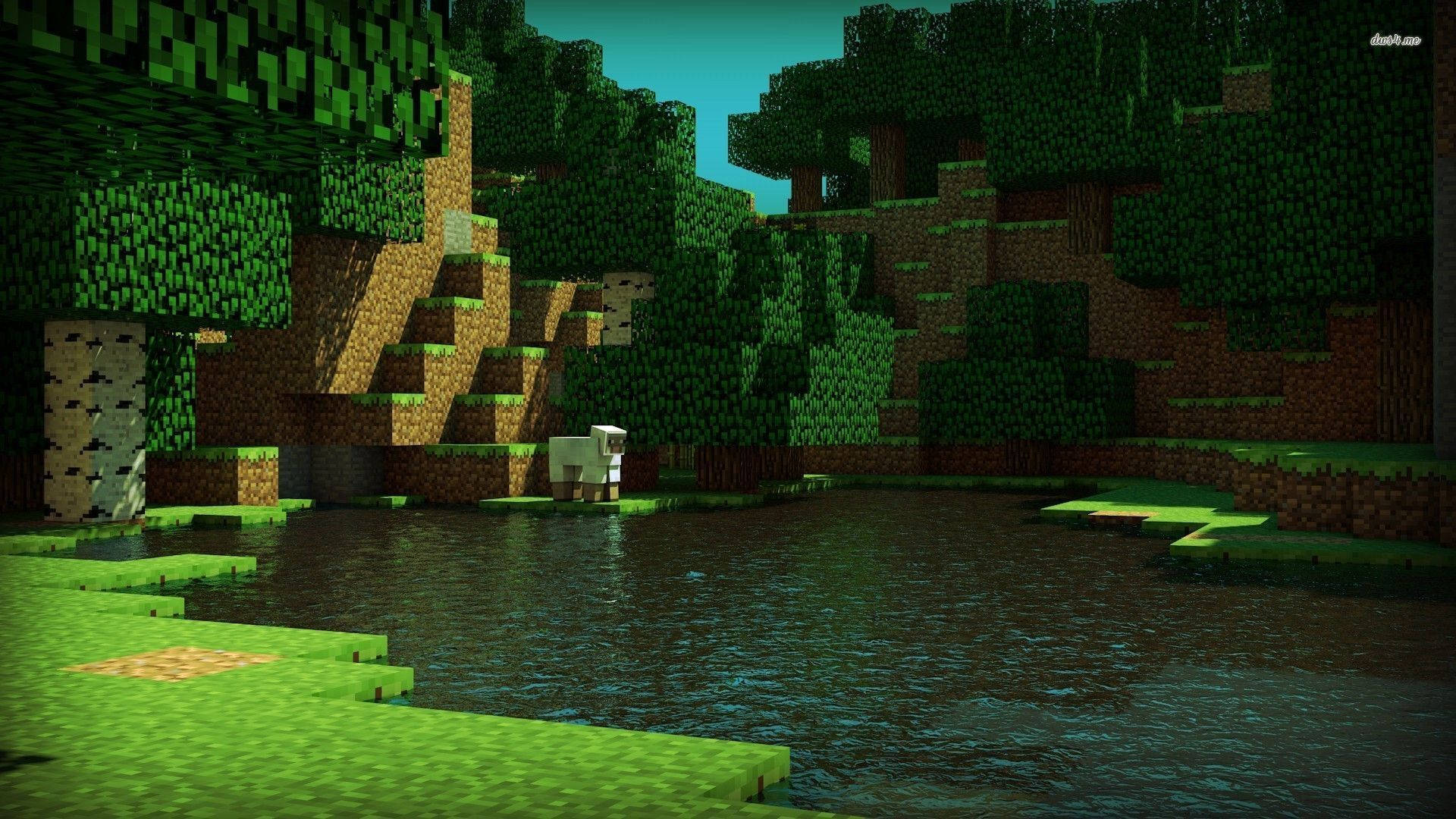 探索Minecraft世界的翠綠草原 壁紙