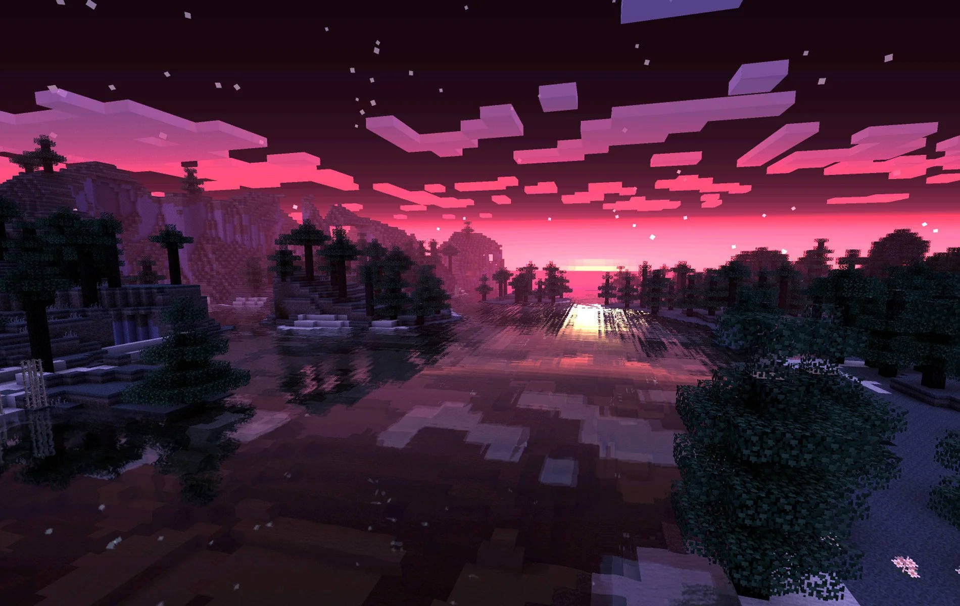 美麗的Minecraft粉紅天空 壁紙