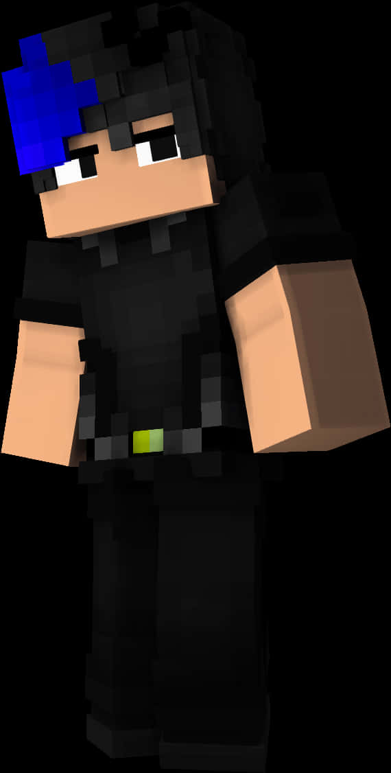藍髮的Minecraft角色 壁紙