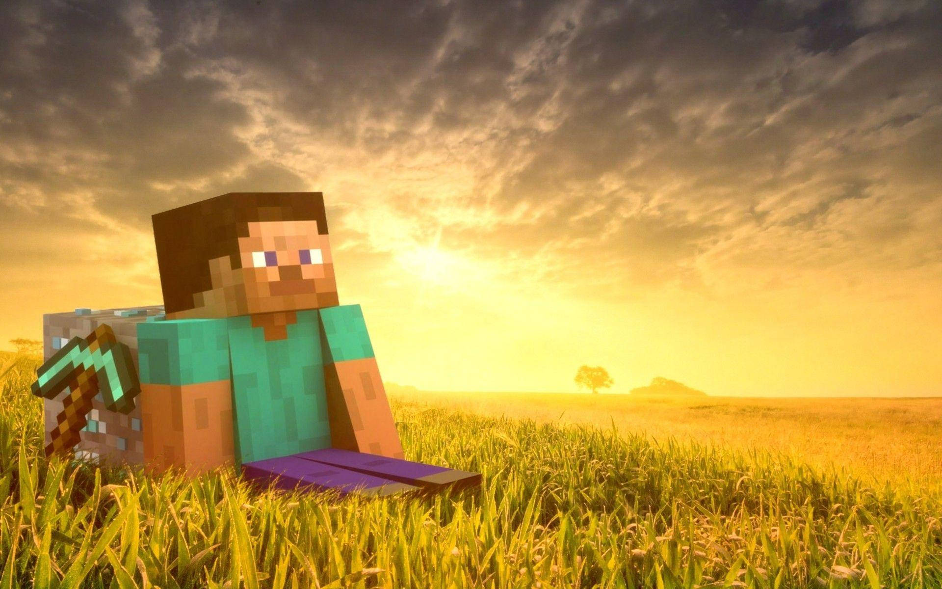 與Minecraft Steve一同探索新世界的樂趣 壁紙