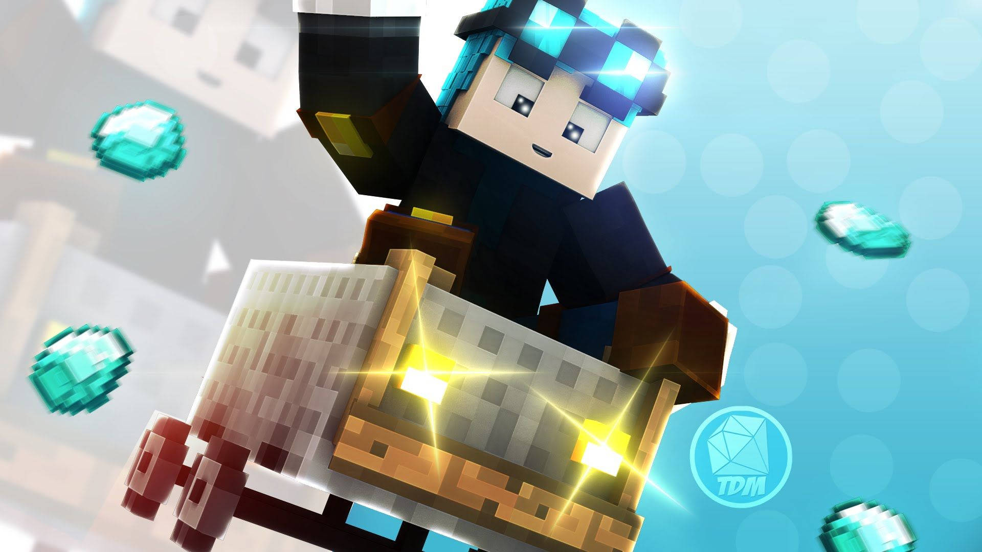 探索Minecraft的廣闊宇宙：礦車冒險之旅 壁紙