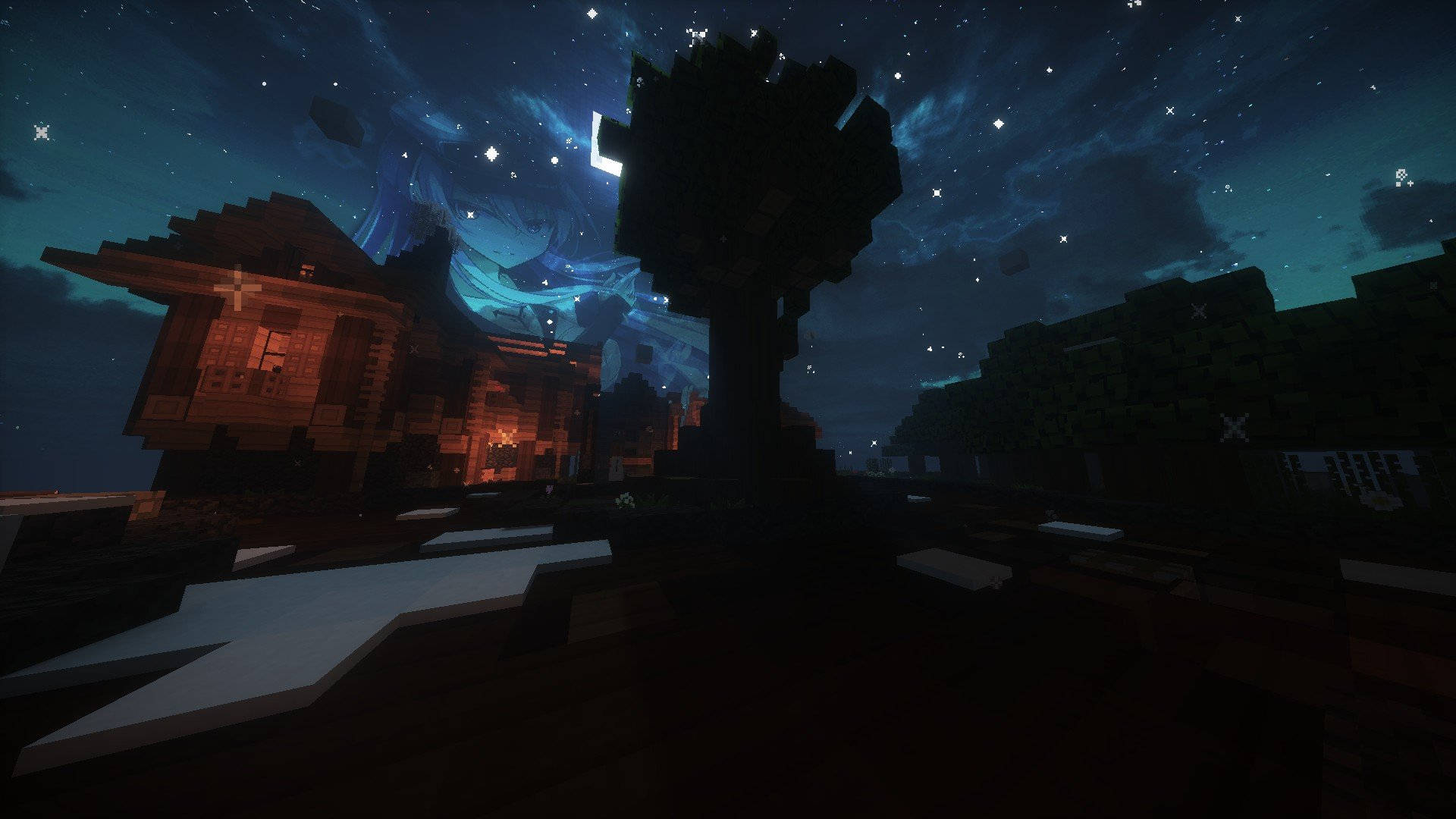Minecraft 美學夜空 壁紙