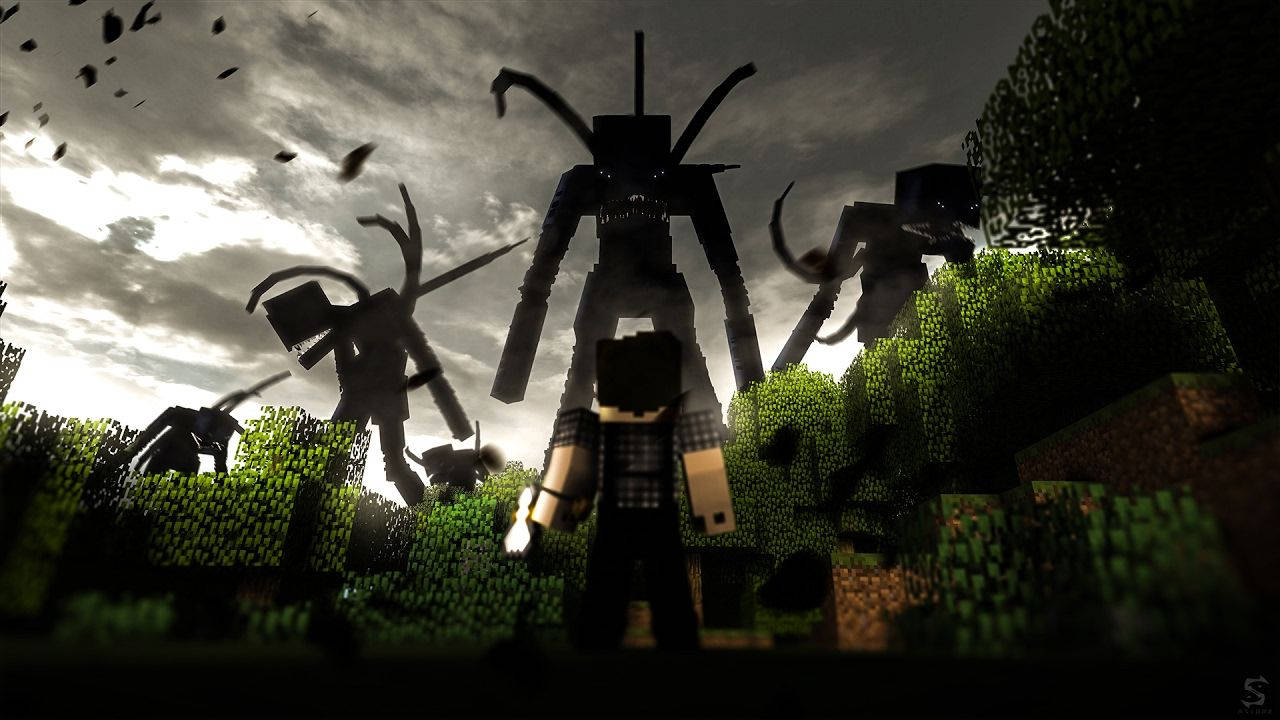 「被腐化的奴隸在 Minecraft 中騎馬衝鋒」 壁紙
