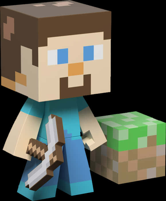 Minecraft：史蒂夫與鎬子和方塊 壁紙