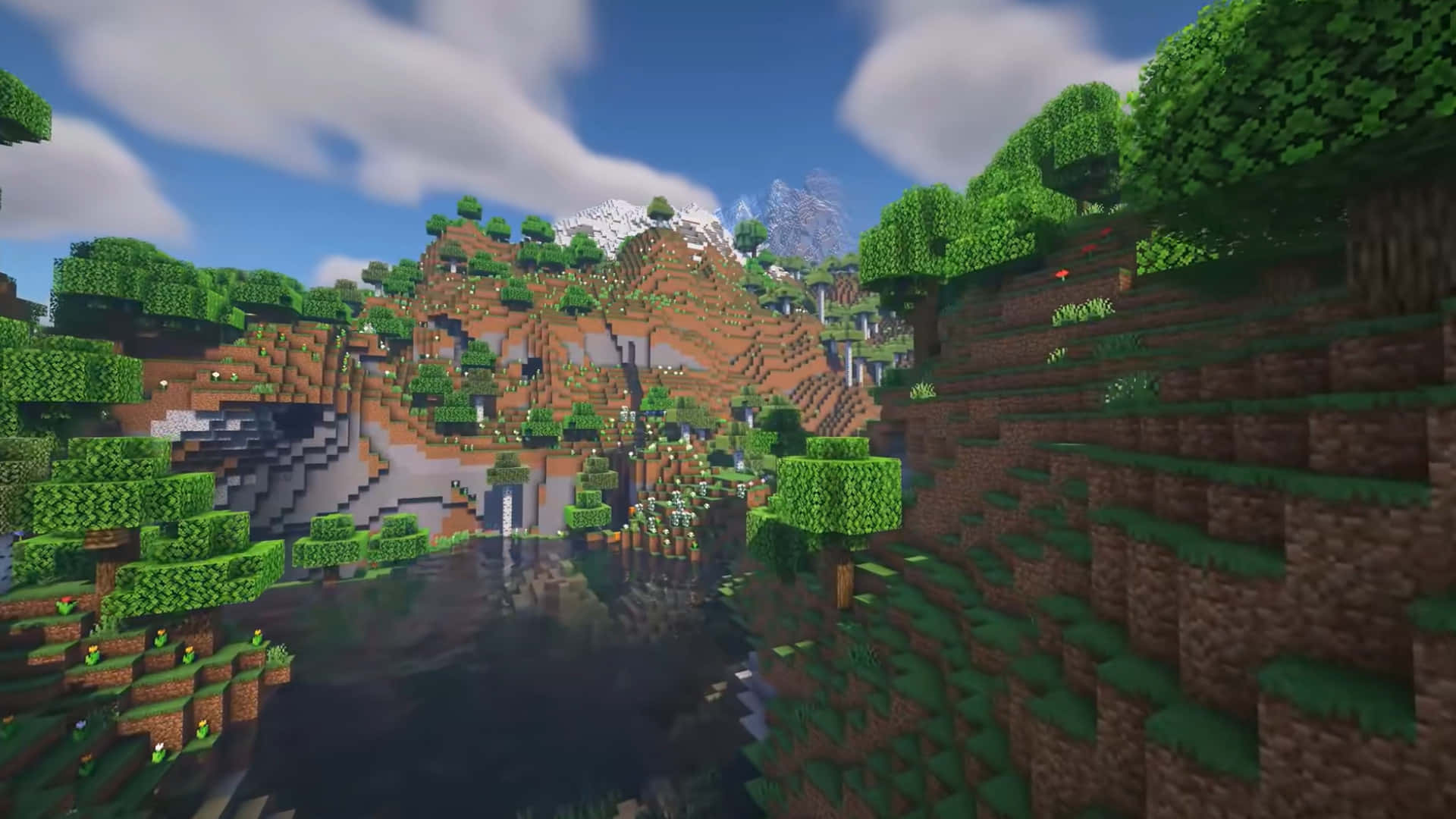 Minecraft 山脈河流景觀圖片 壁紙