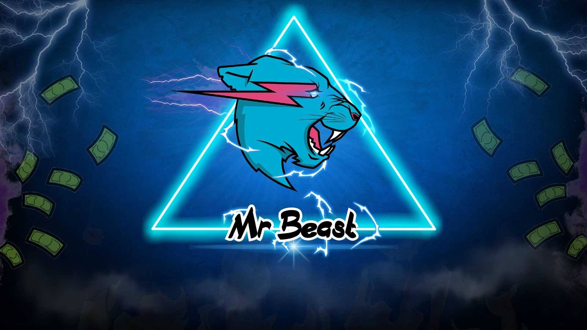 Mr Beast 标志搭配霓虹三角形 壁紙