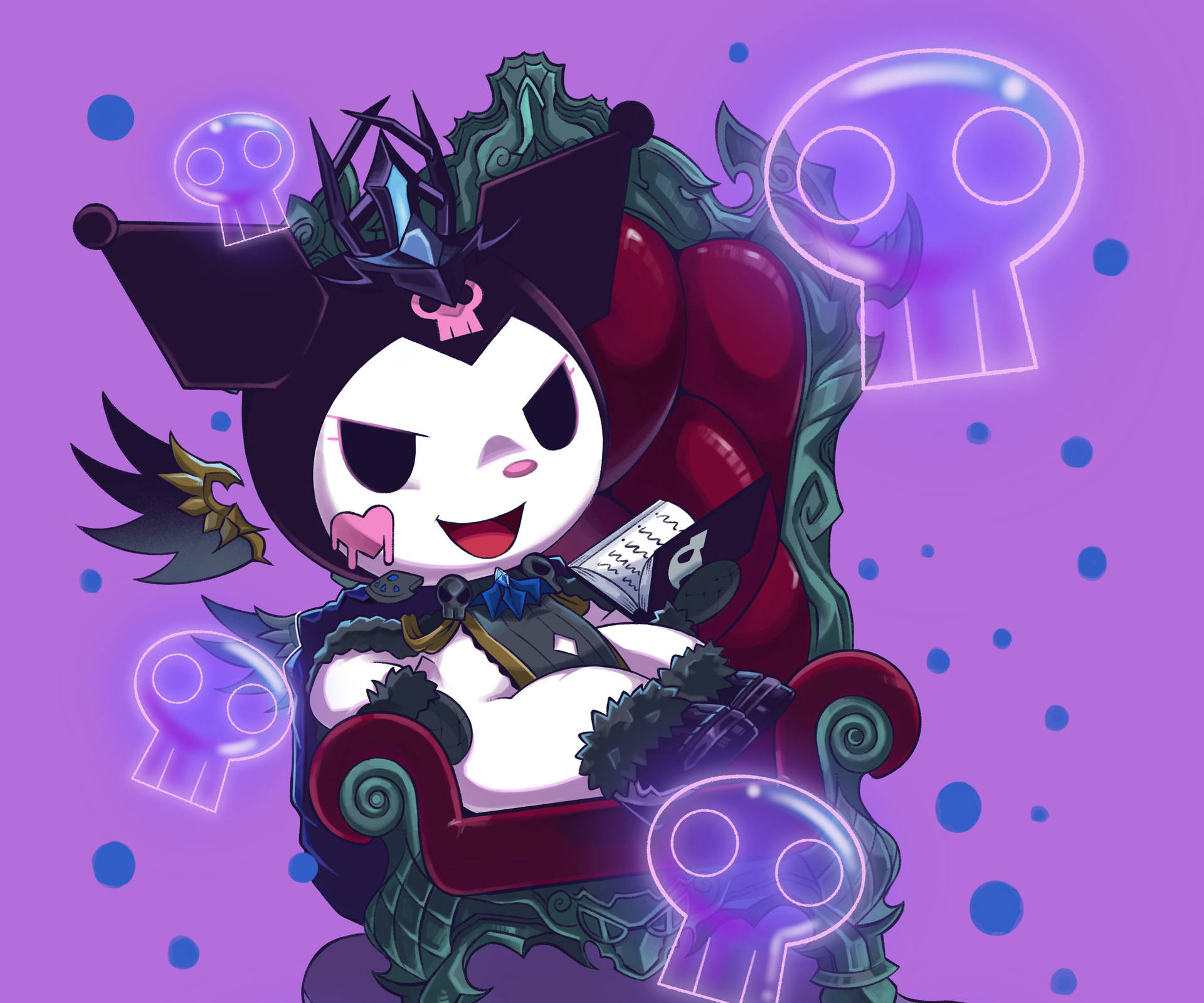 My Melody Kuromi 坐在王座上 壁紙