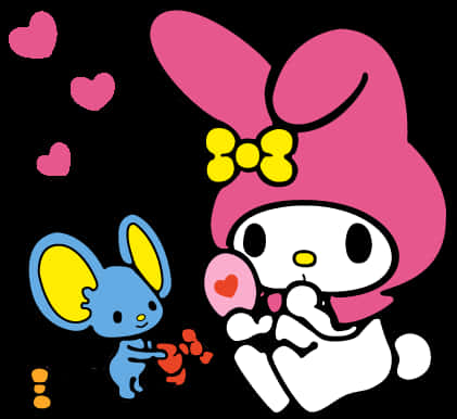 My Melody 与朋友的心形气球 壁紙