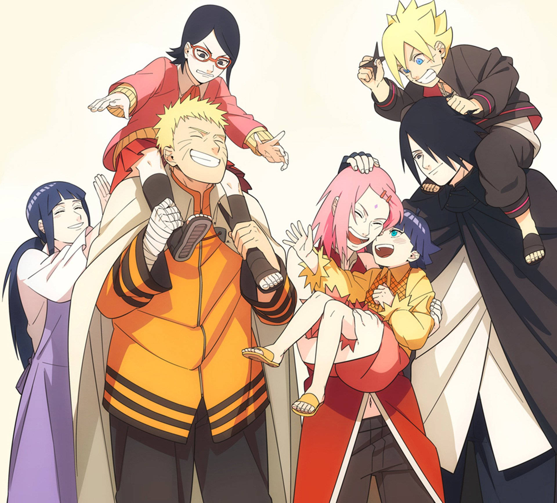Naruto 與 Hinata 及 Sakura 和 Sasuke 的家庭聚會 壁紙