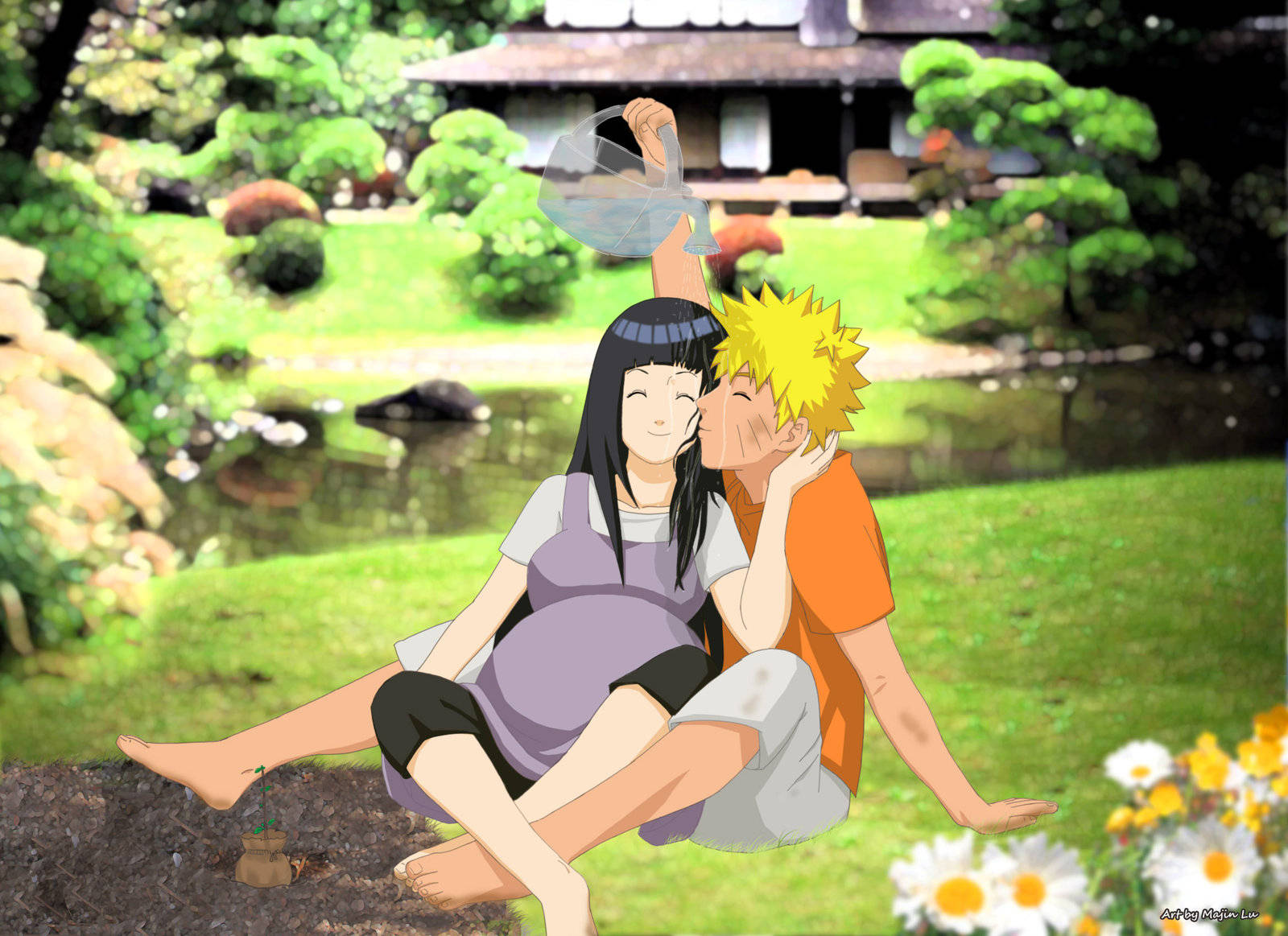 Naruto與雛田懷孕 壁紙