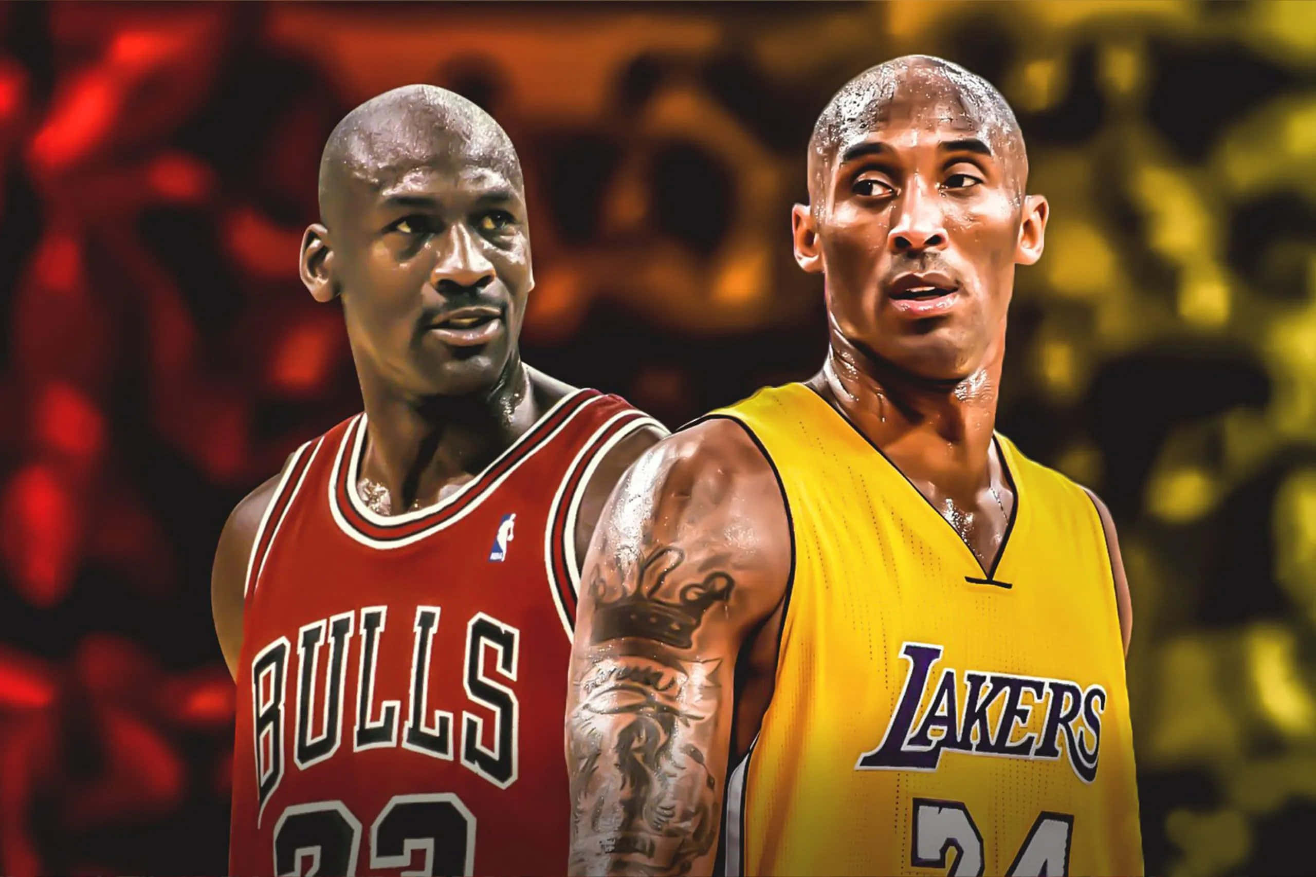 NBA傳奇球星柯比·布萊恩與麥可·喬丹數位插畫 壁紙