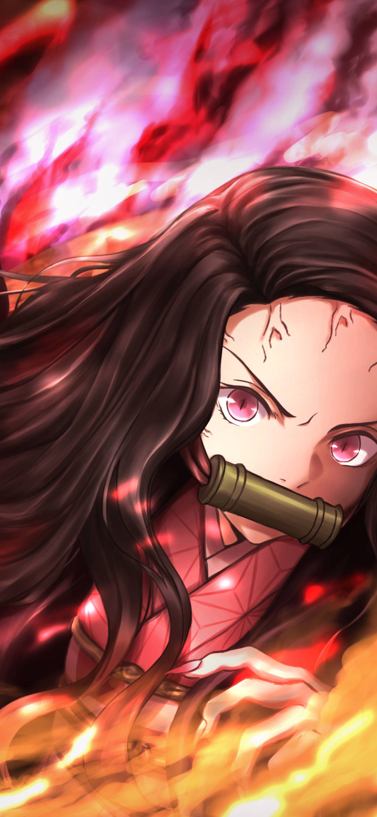 Nezuko 紅眼 鬼滅之刃 iPhone 壁紙