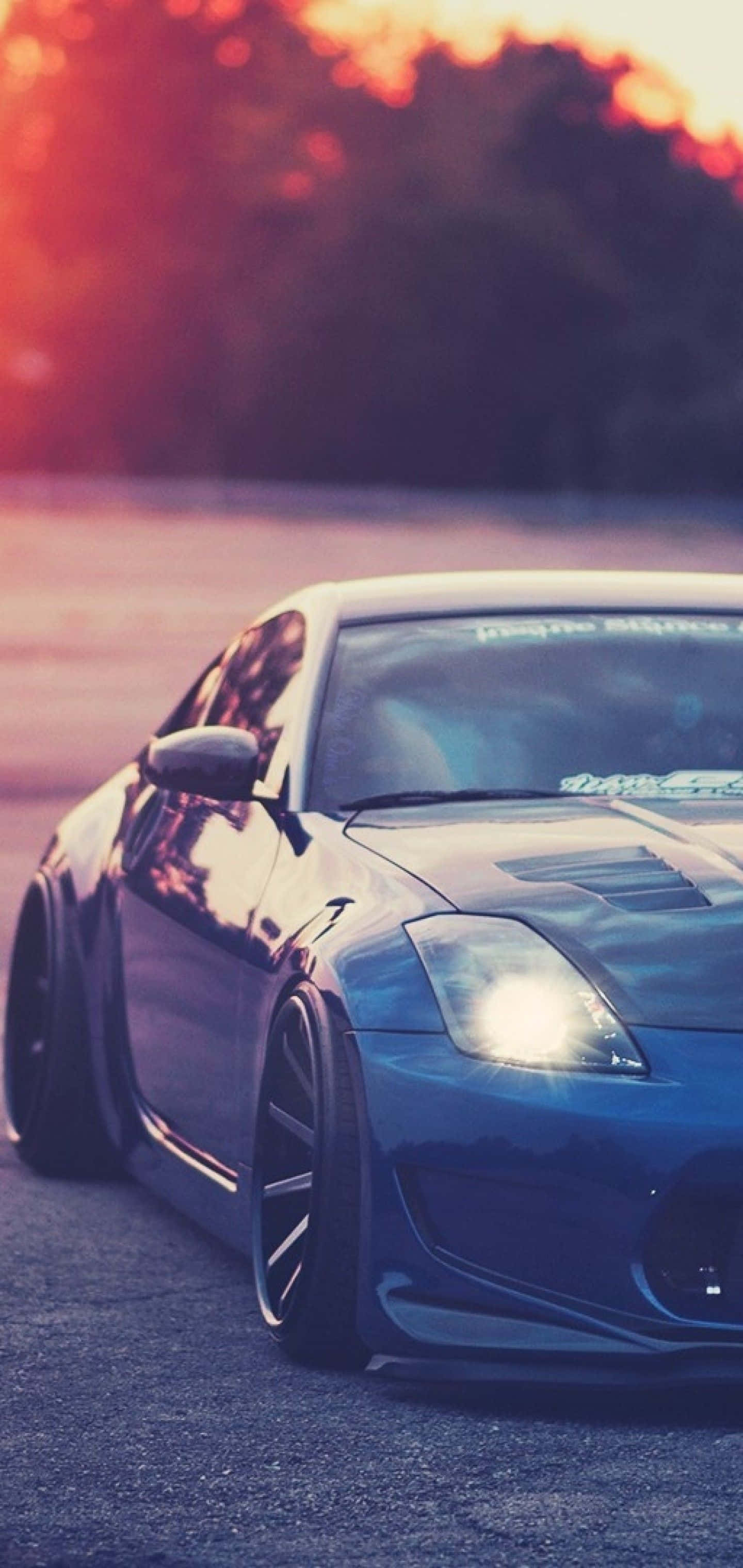 金屬藍色Nissan 350Z iPhone 壁紙