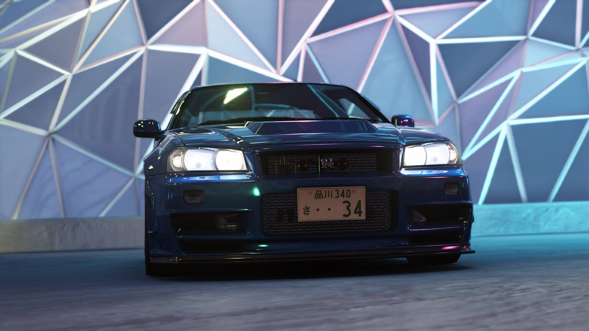 Nissan Skyline GTR R34 幾何背景 壁紙