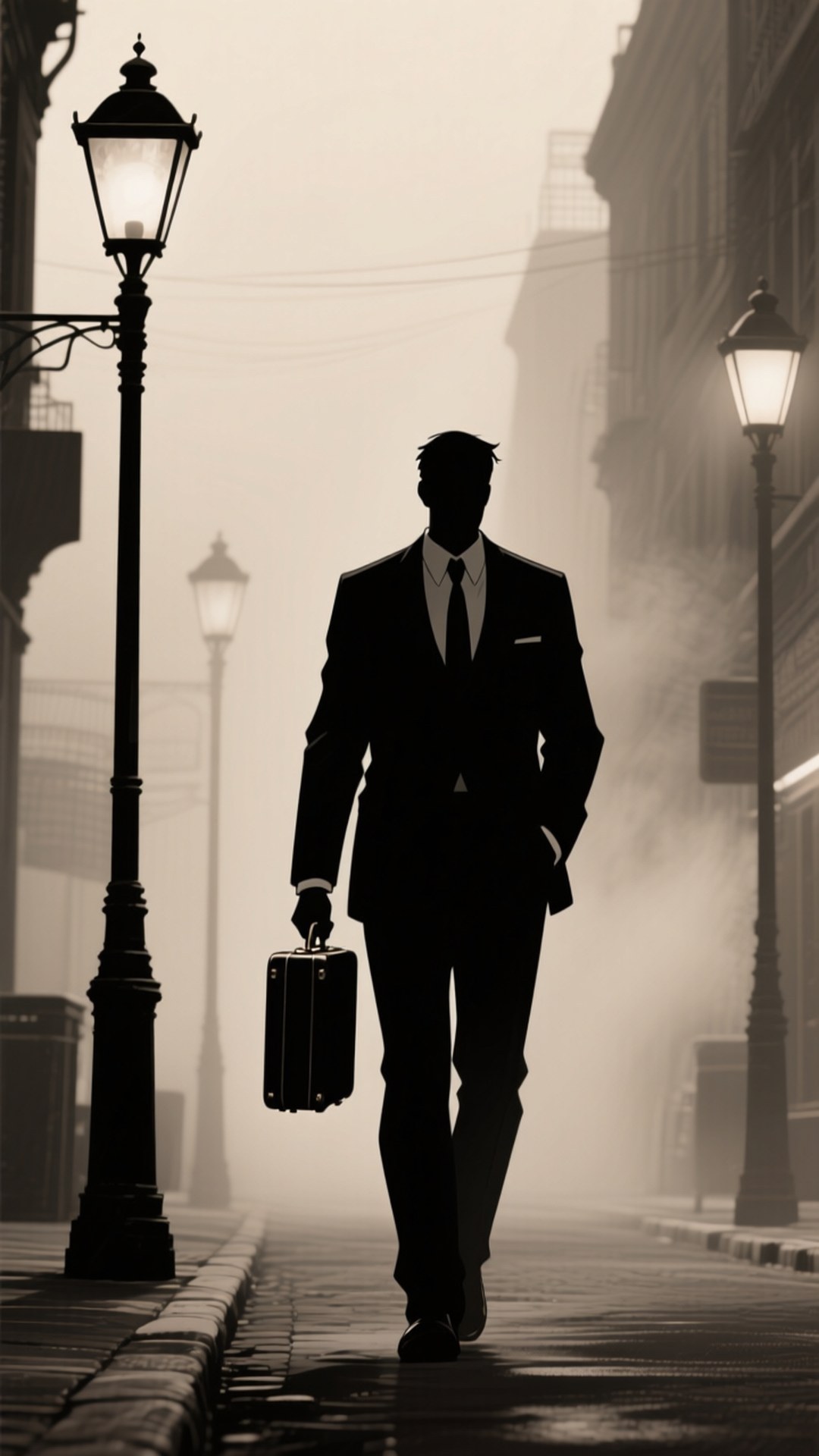 霧中西裝男 noir 風格 壁紙