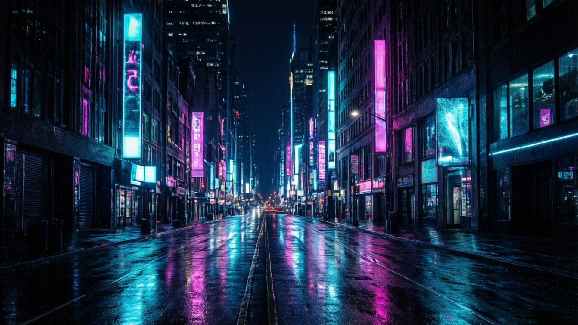 霓虹城市夜景 OLED 壁紙