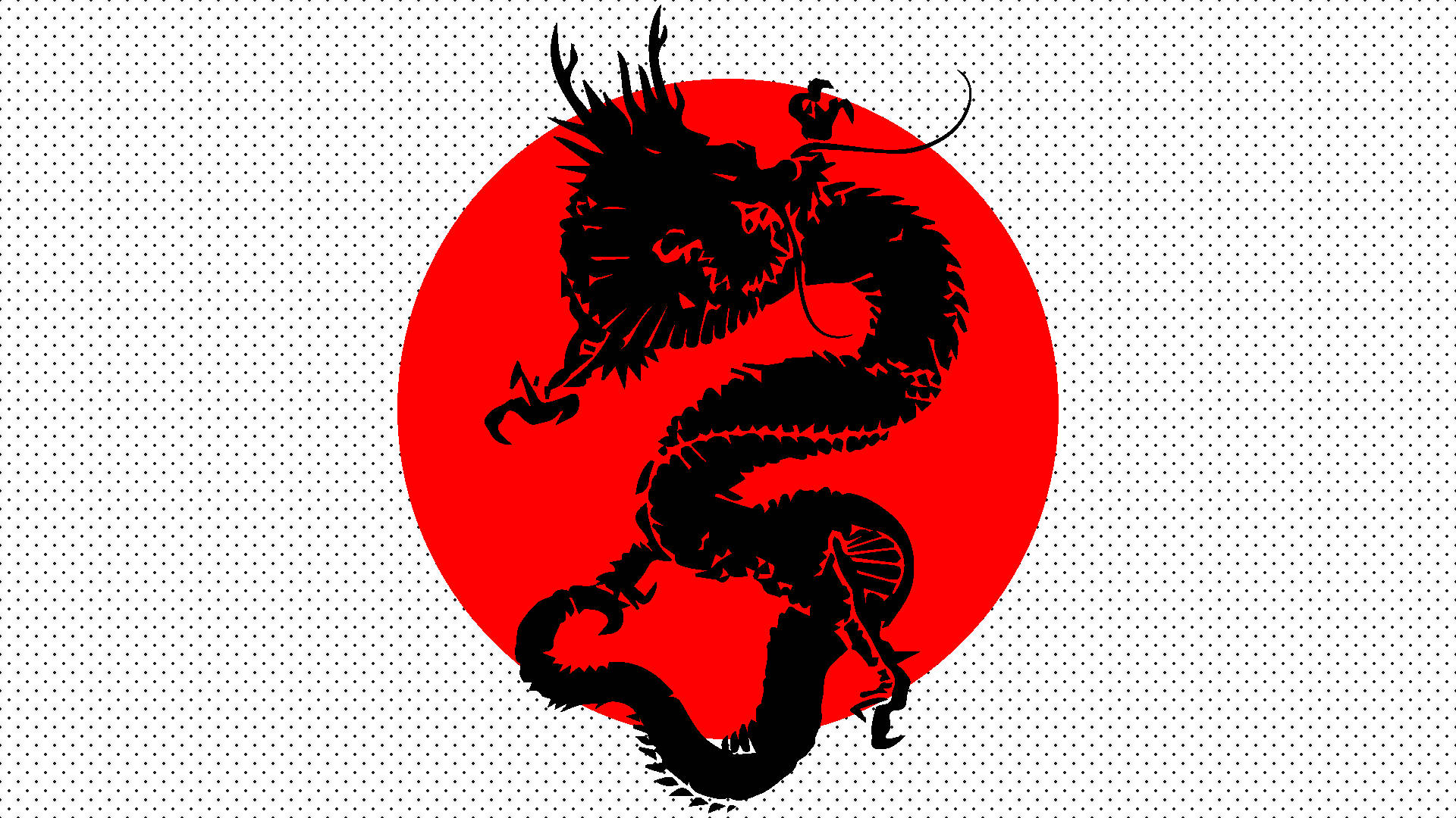 日本龍 PC 簡約黑色日本國旗 壁紙