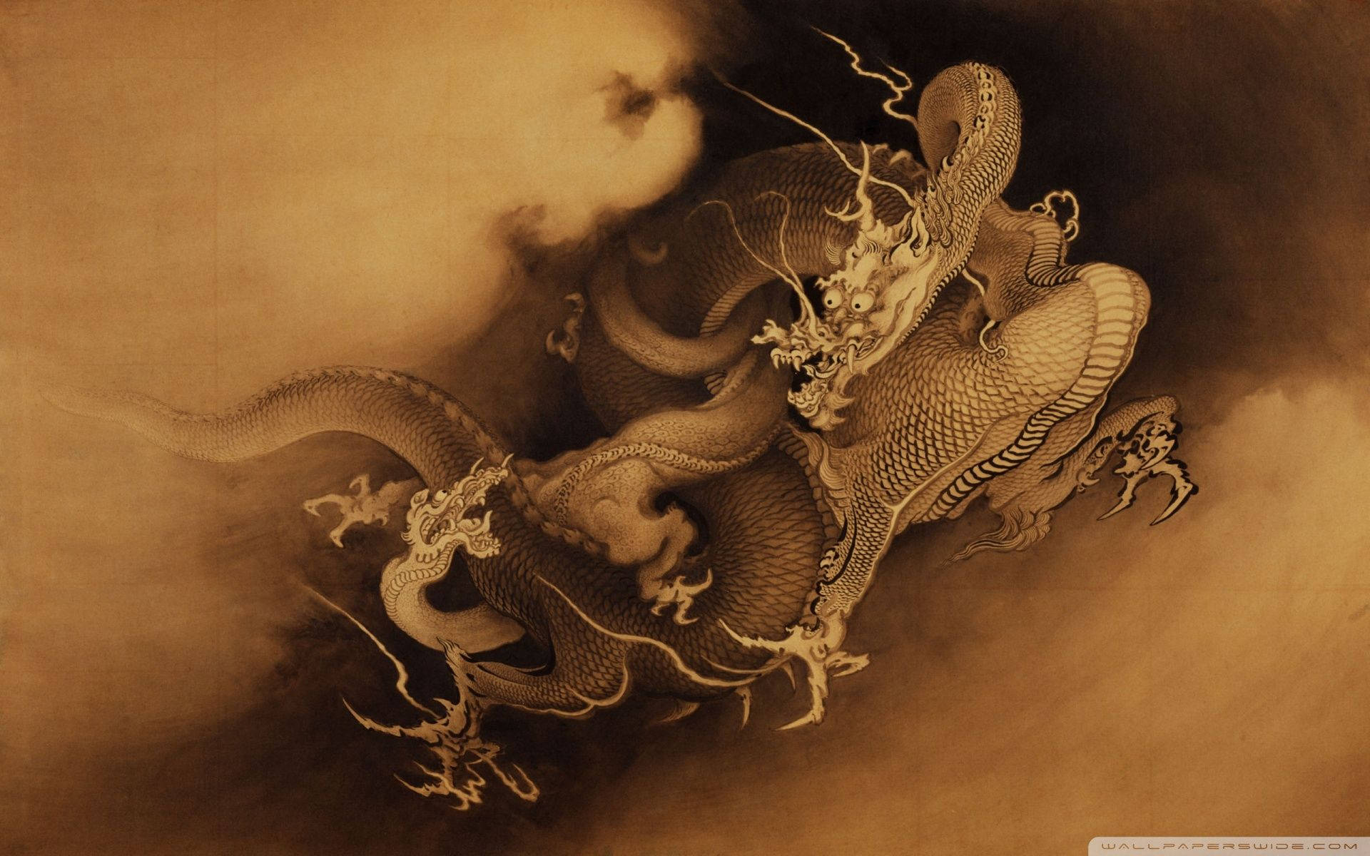 日本龍 PC 暗雲 壁紙