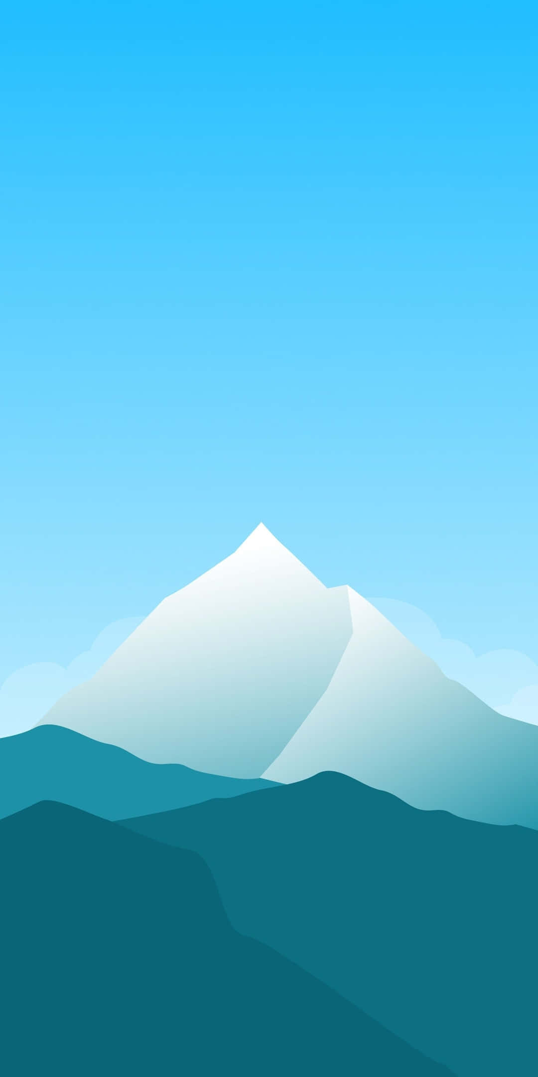 Pixel 3 極簡背景 淺藍色調白山 壁紙