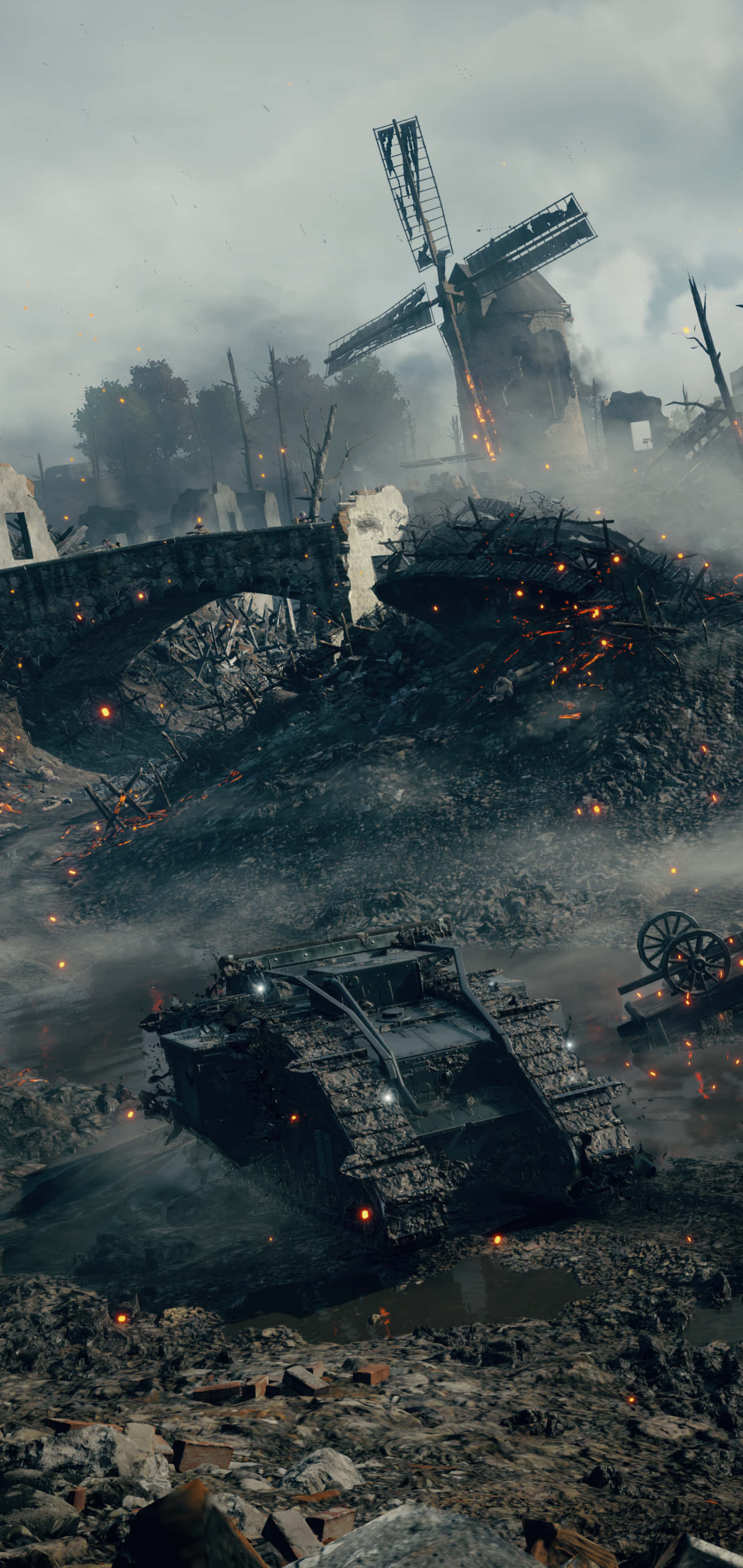 Pixel 3xl Battlefield 1 背景 烟雾环境中的坦克 壁紙