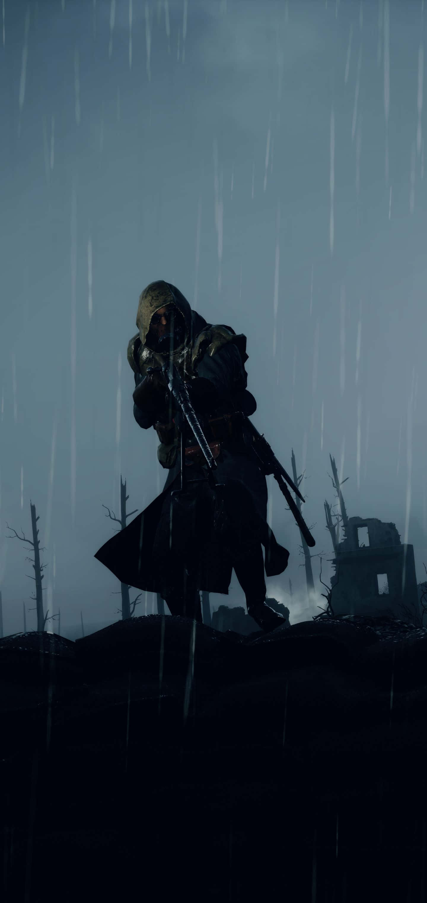 Pixel 3xl Battlefield 1 背景 雨中兜帽士兵 壁紙