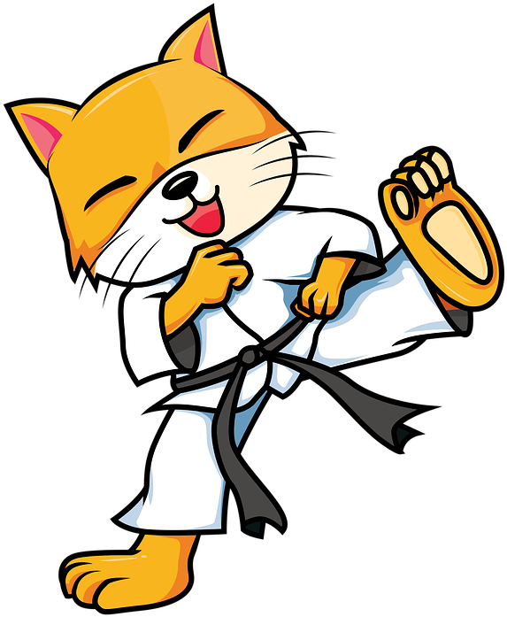 空手道猫咪卡通大笑.PNG 壁紙