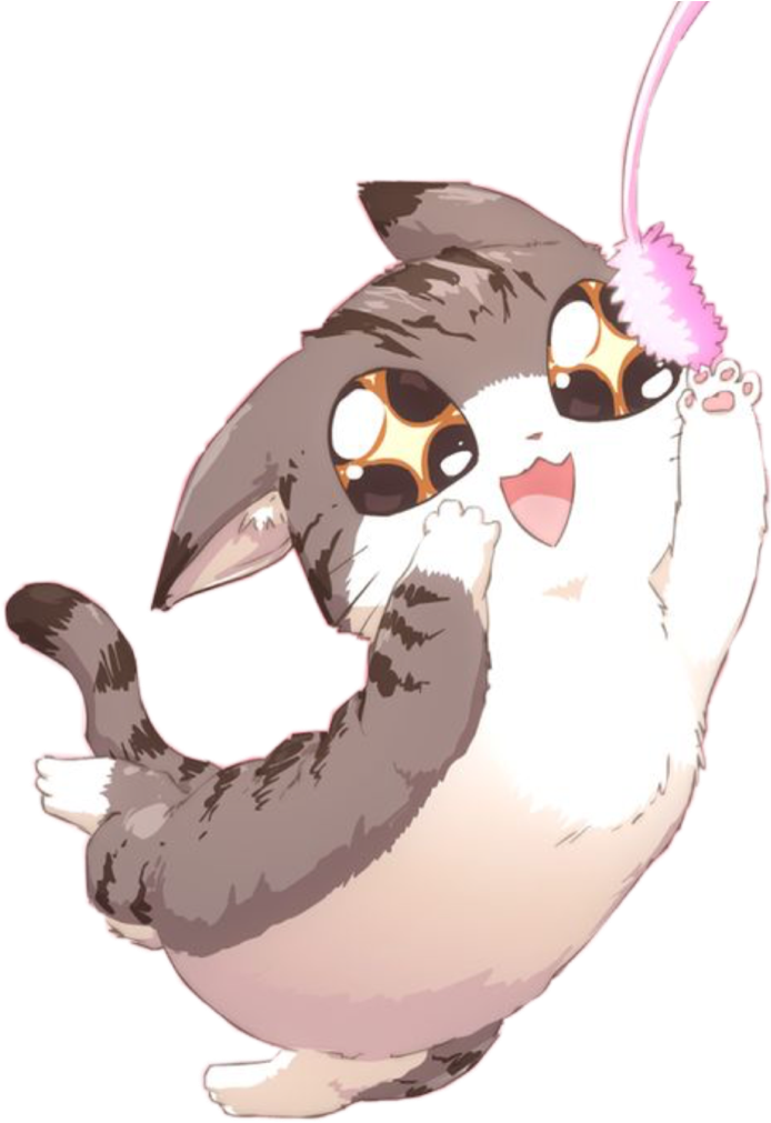 可愛貓咪玩羽毛玩具.PNG 壁紙