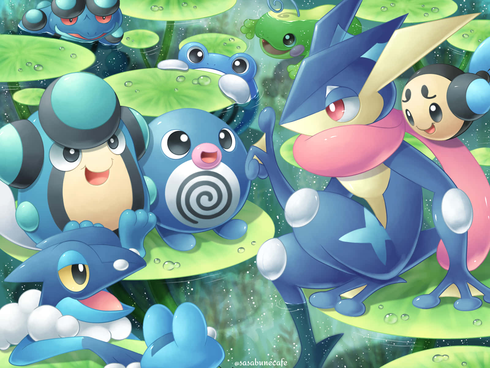 Poliwag 與水系寶可夢 壁紙