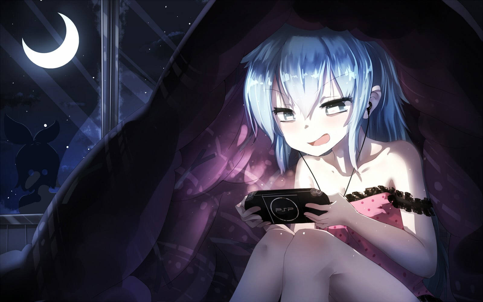 PSP動漫少女夜間遊玩 壁紙