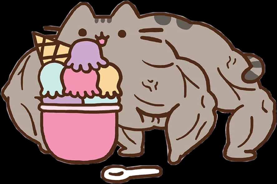 Pusheen 與冰淇淋 壁紙
