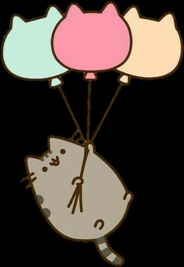 Pusheen 气球飞行 壁紙